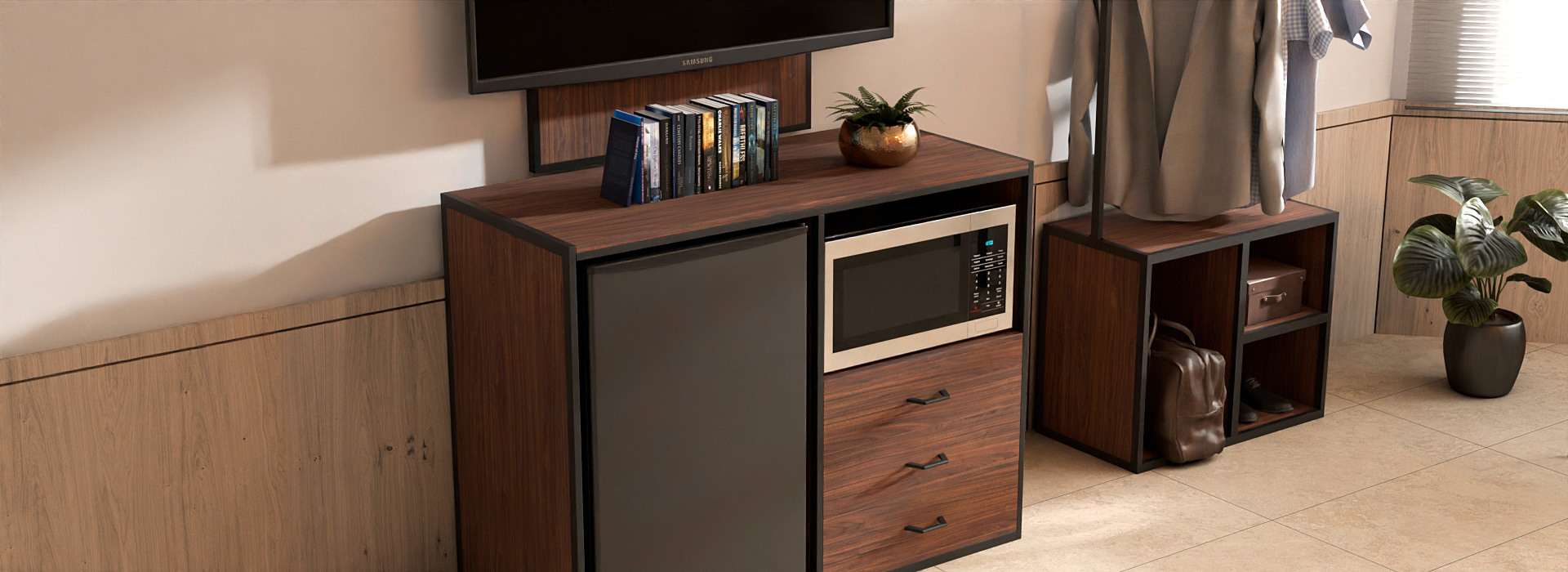 Microwave – Fridge Cabinet