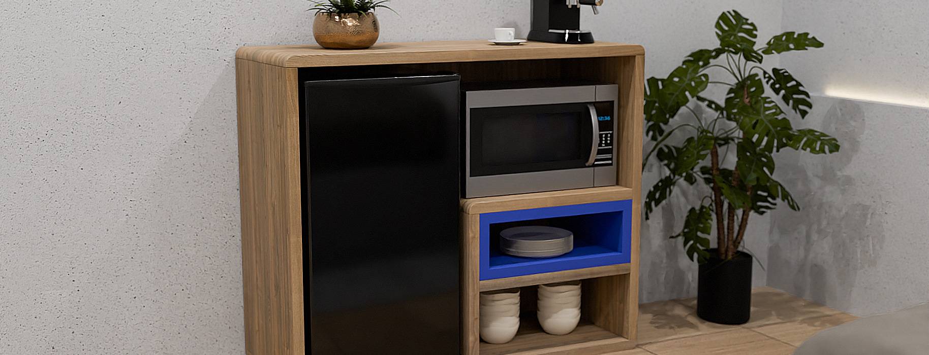 Microwave – Fridge Cabinet