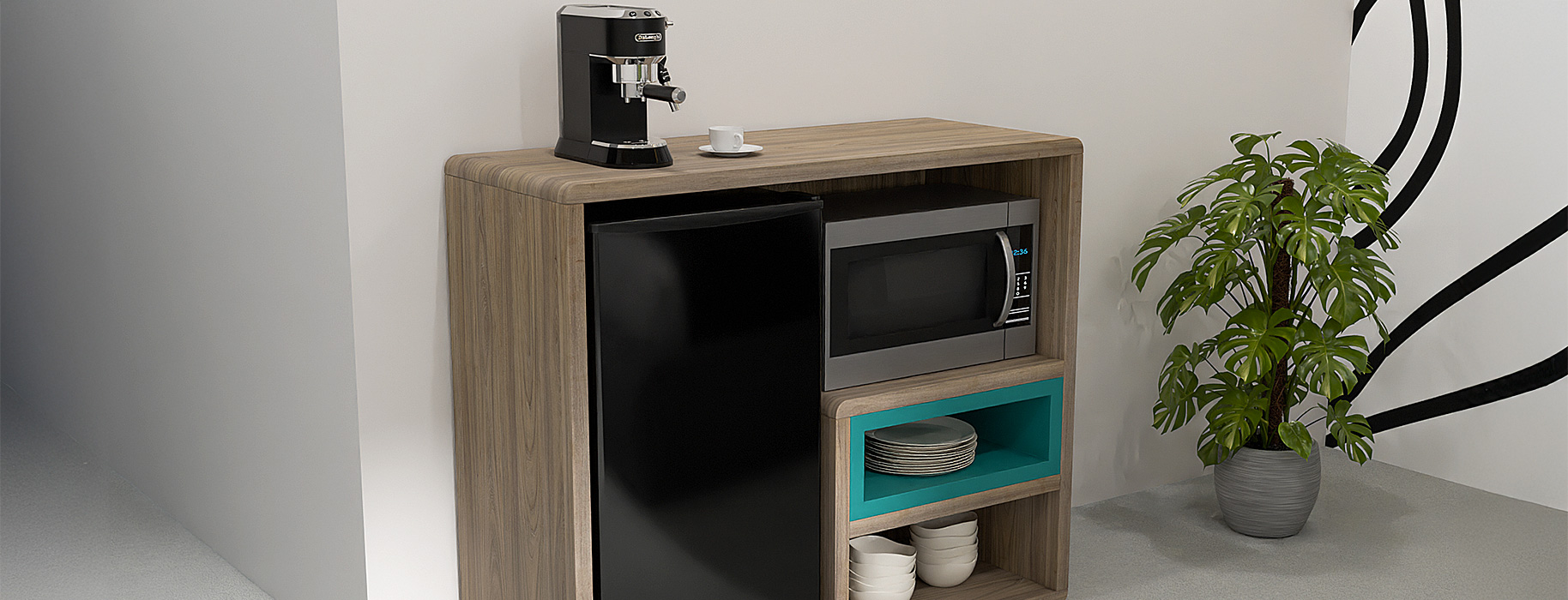 Microwave – Fridge Cabinet